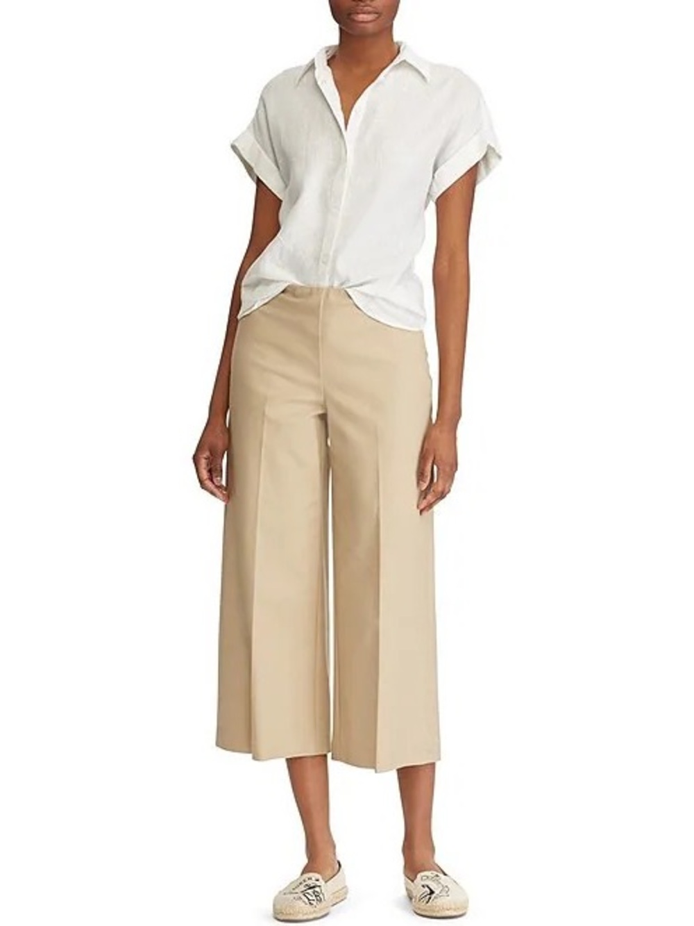 Ralph Lauren White Short-Sleeve Linen Button Front Shirt - Picture 3 of 9
